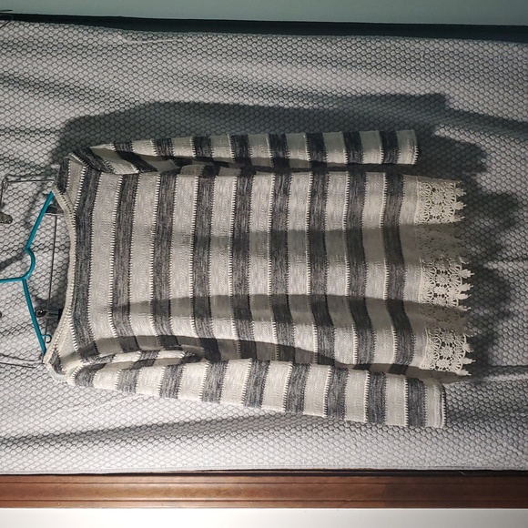 Maurices Cream and Gray Lace Trim Sweater - Picture 2 of 9